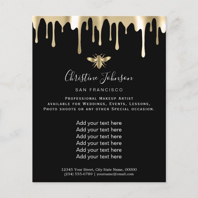 logotipo da abelha no folheto negro de fundo (Frente)