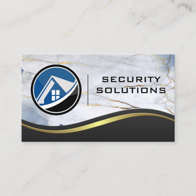 Logotipo da casa | Cartão de visita de mármore met (Frente)