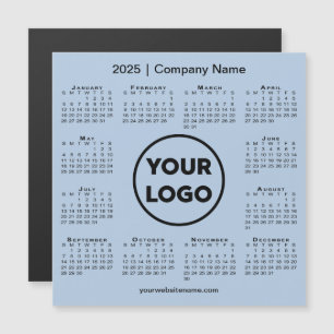Logotipo da empresa no calendário 2025 no Light Bl