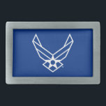Logotipo da Força Aérea dos Estados Unidos - Azul<br><div class="desc">Este design apresenta o logotipo oficial da Força Aérea dos Estados Unidos exibido em um fundo azul em negrito. Representando orgulho,  honra e tradição,  é um tributo eterno ao serviço e dedicação da Força Aérea dos Estados Unidos.</div>