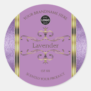 Logotipo das etiquetas de produto da Glitter roxa