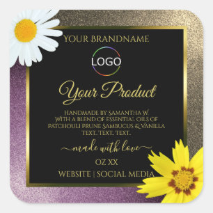 Logotipo das etiquetas de produto Douradas Floral,