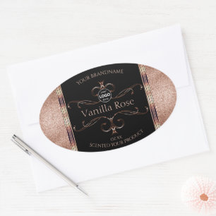Logotipo das etiquetas do produto preto rosegold,