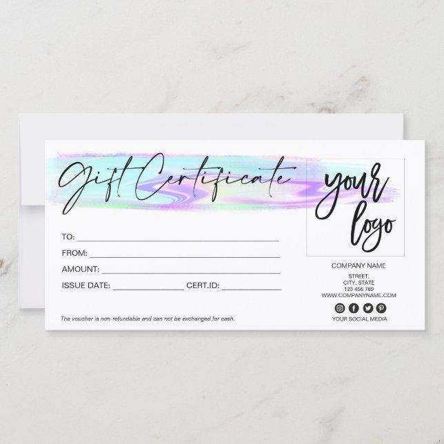 logotipo de adição de cartão-presente iridescente  (Frente)