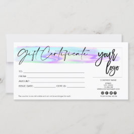 logotipo de adição de cartão-presente iridescente 