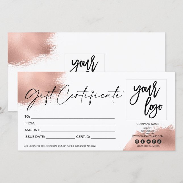 logotipo de adição do certificado de cartão-presen (Frente/Verso)