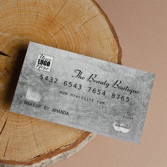 Logotipo de cartão de crédito de luxo preto Elegan (Chic Elegant Black Silver Luxury Credit Card Logo)