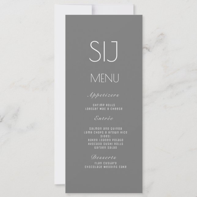 Logotipo de Casamento Cinza Amarelo Simples Menu d (Frente)
