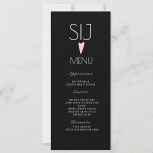 Logotipo de Casamento Menu do Jantar Coração Rosa 