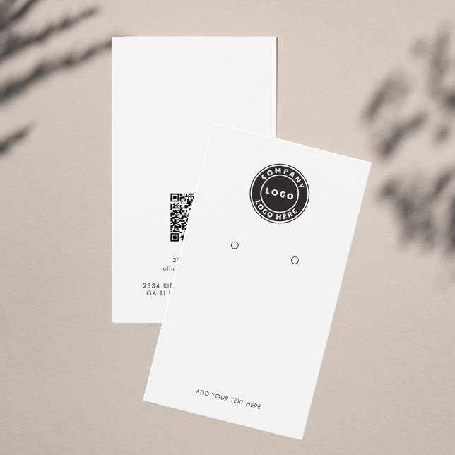 Logotipo de empresa Código QR Simples Enrelaçament (Business Logo and QR Code Earrings Display Vertical Card)