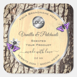 Logotipo de etiquetas de produto de grão de madeir