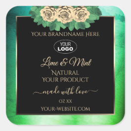 Logotipo de etiquetas de produto preto verde-palha