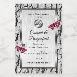 Logotipo de Etiquetas de Produtos Borboleta Rosa C