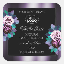 Logotipo de etiquetas para produtos pretos, florea