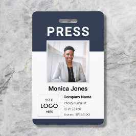 Logotipo de Imprensa Foto Código QR Crachá Profiss