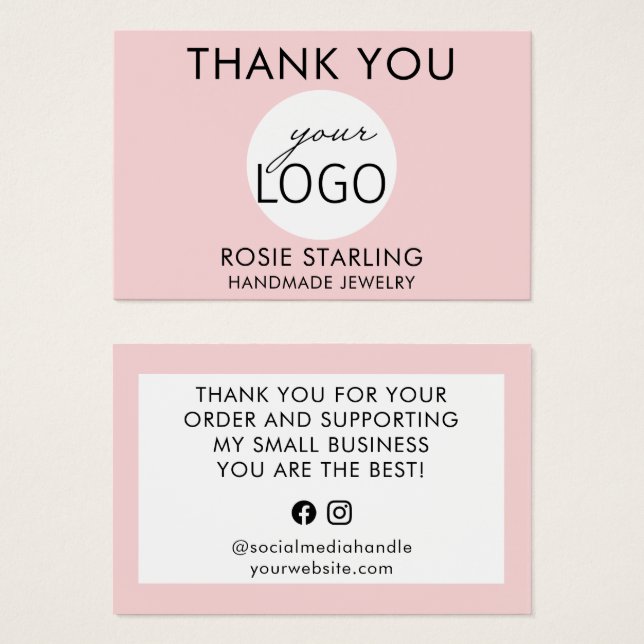 Logotipo De Joia Azul Pálido Obrigado Por Sua (Frente & Verso)