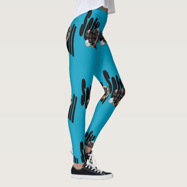 Logotipo de Luvas de Softball, Leggings Azuis Dama (Direita)