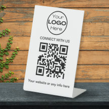 Logotipo de negócios mínimo branco e código QR
