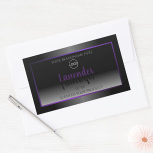 Logotipo de quadro roxo da etiqueta do produto pre