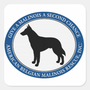 Logotipo de resgate Malinois, adesivo quadrado