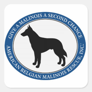 Logotipo de resgate Malinois, adesivo quadrado