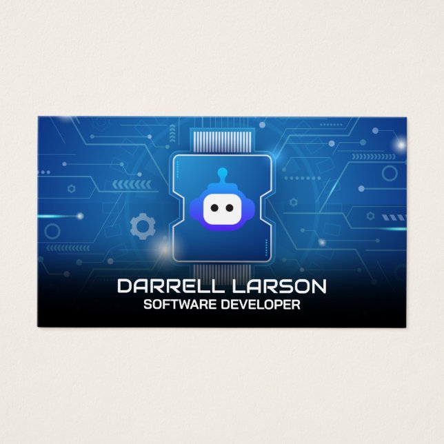 Logotipo de Robô | Placa de Circuito Azul  (Frente)