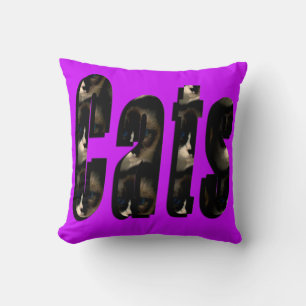 Logotipo Dimensionado De Gato, Almofada Magenta.