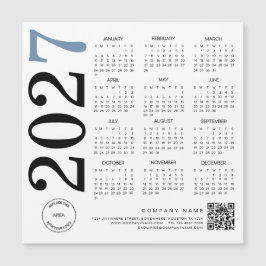 Logotipo do Calendário 2027 Código QR Azul Preto N