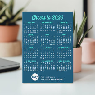 Logotipo do calendário - Cartão azul de feriado co