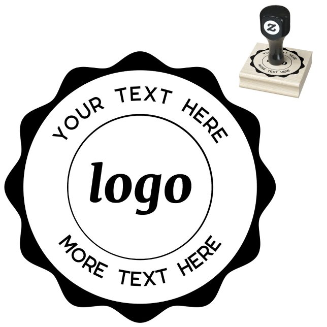 Logotipo do Círculo com Texto Carimbo de Borracha  (Logo with custom text wavy frame business branding rubber stamp)