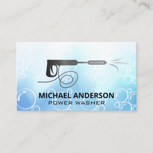 Logotipo do lava-pressão | Bolhas de sabão Cartão  (Frente)