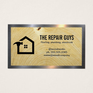 Logotipo do martelo doméstico   Grãos de madeira  