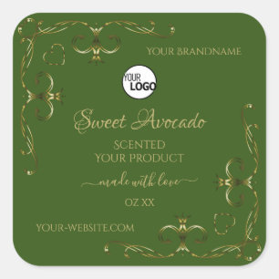Logotipo Dourado de etiquetas de produto verde