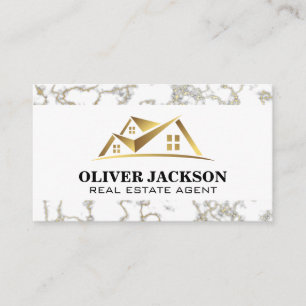 Logotipo Dourado Imobiliário   Marble Trim Cartão 