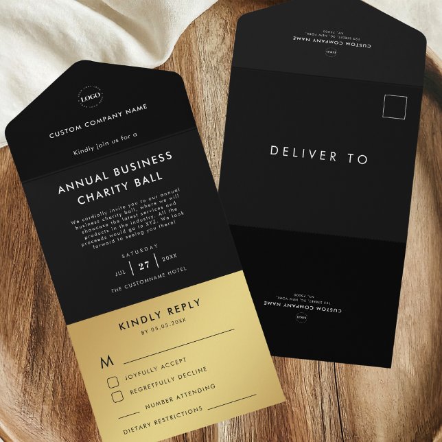 Logotipo Dourado preto RSVP de eventos comerciais (Criador carregado)