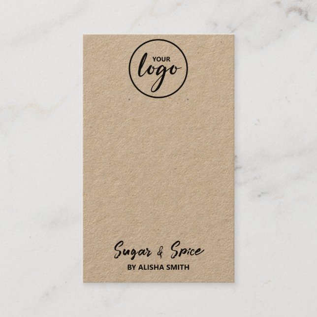 Logotipo editável Cartões de empacotamento Kraft p (Frente)