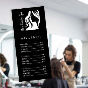 Logotipo elegante do salão de cabelo menu branco