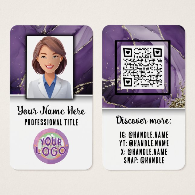 Logotipo Elegante Médico Profissional de Saúde (Frente & Verso)