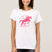 Logotipo equestre do rosa da camiseta do cavalo da