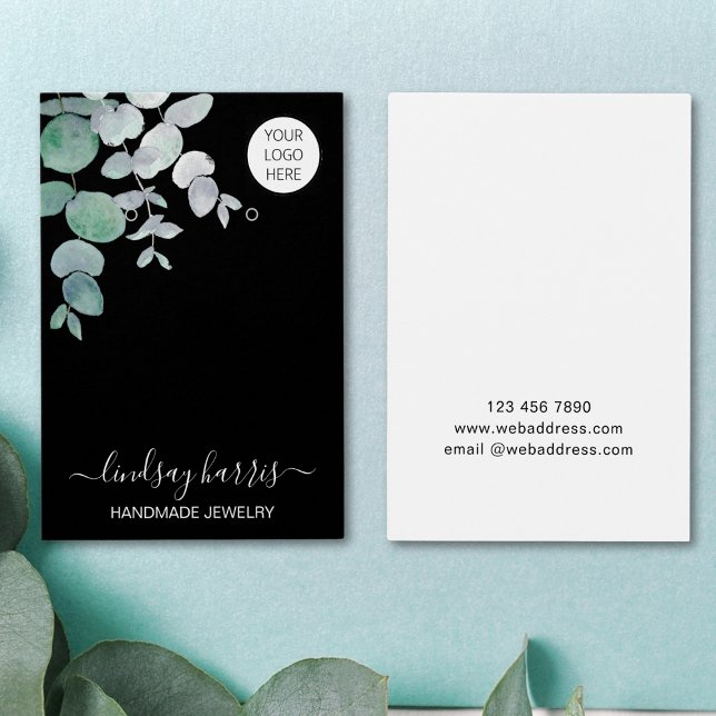 Logotipo Eucalyptus Earrings Black Display Card (Criador carregado)