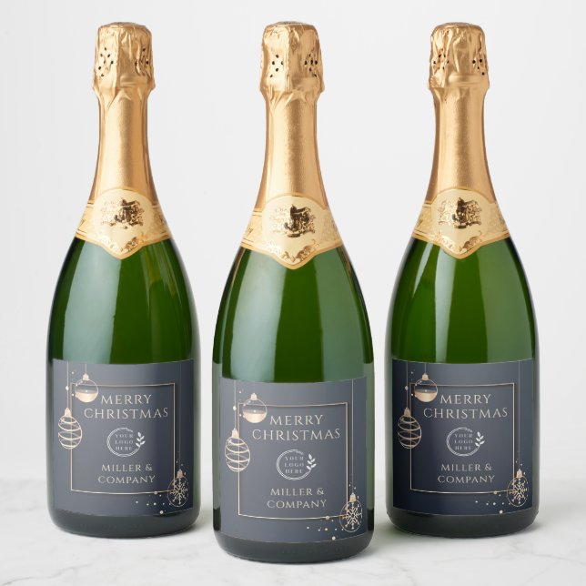 Logotipo Feliz Natal Férias Corporativas Moderno (Garrafas)