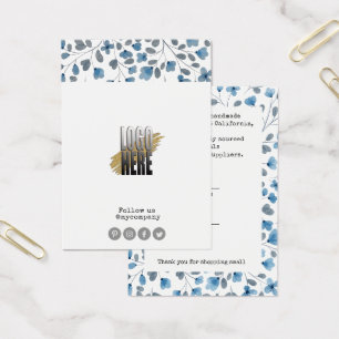 Logotipo Floral Dusty Blue Vídeo Tela do Vestuár