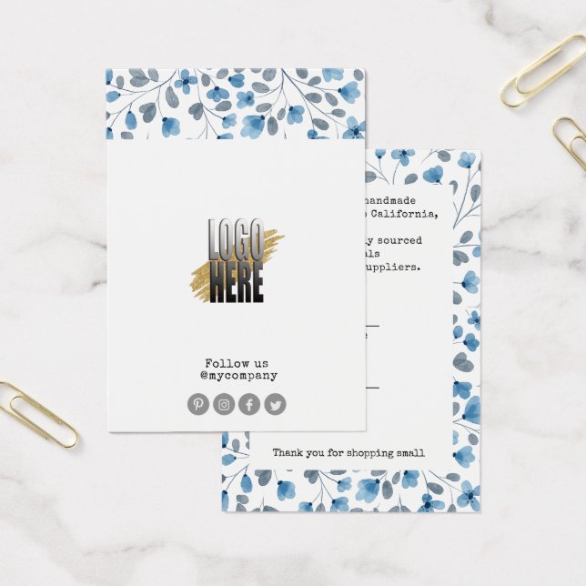 Logotipo Floral Dusty Blue Vídeo Tela do Vestuário (Escritótio)