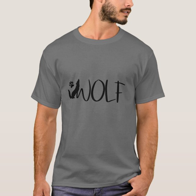 Logotipo Gráfico de Texto do Lobo - Camisa T (Frente)