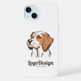 Logotipo ilustrado de um cão marrom e branco