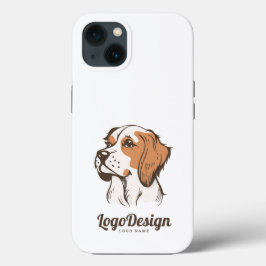 Logotipo ilustrado de um cão marrom e branco