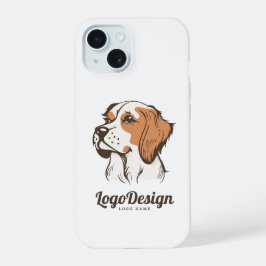 Logotipo ilustrado de um cão marrom e branco