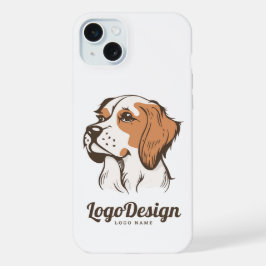 Logotipo ilustrado de um cão marrom e branco