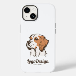 Logotipo ilustrado de um cão marrom e branco