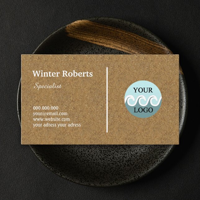 Logótipo mínimo de cartão de visita de madeira de  (Chic design, kraft business card, business card with logo)